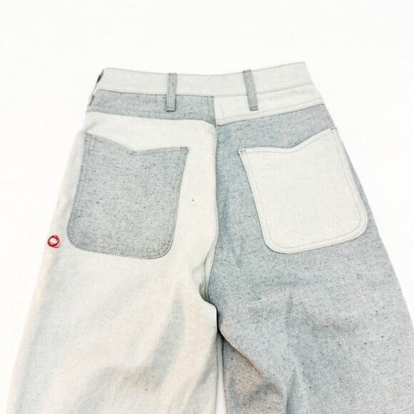 Imperfects Two Toned Light Wash Denim Jeans Wide Leg Style Size 24 - Picture 8 of 11
